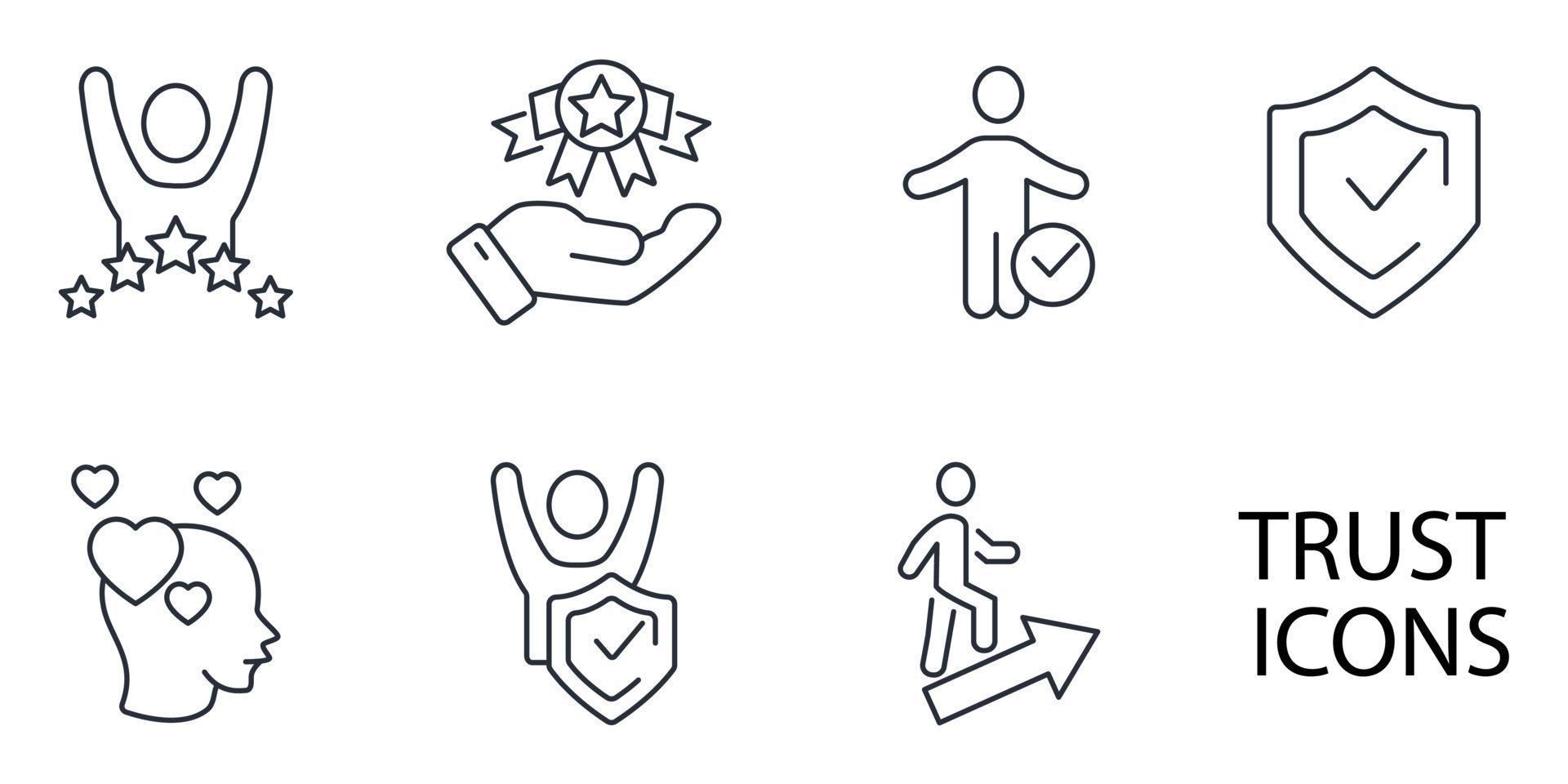 set di icone di costruzione di fiducia. fiducia building pack simbolo elementi vettoriali per il web infografica