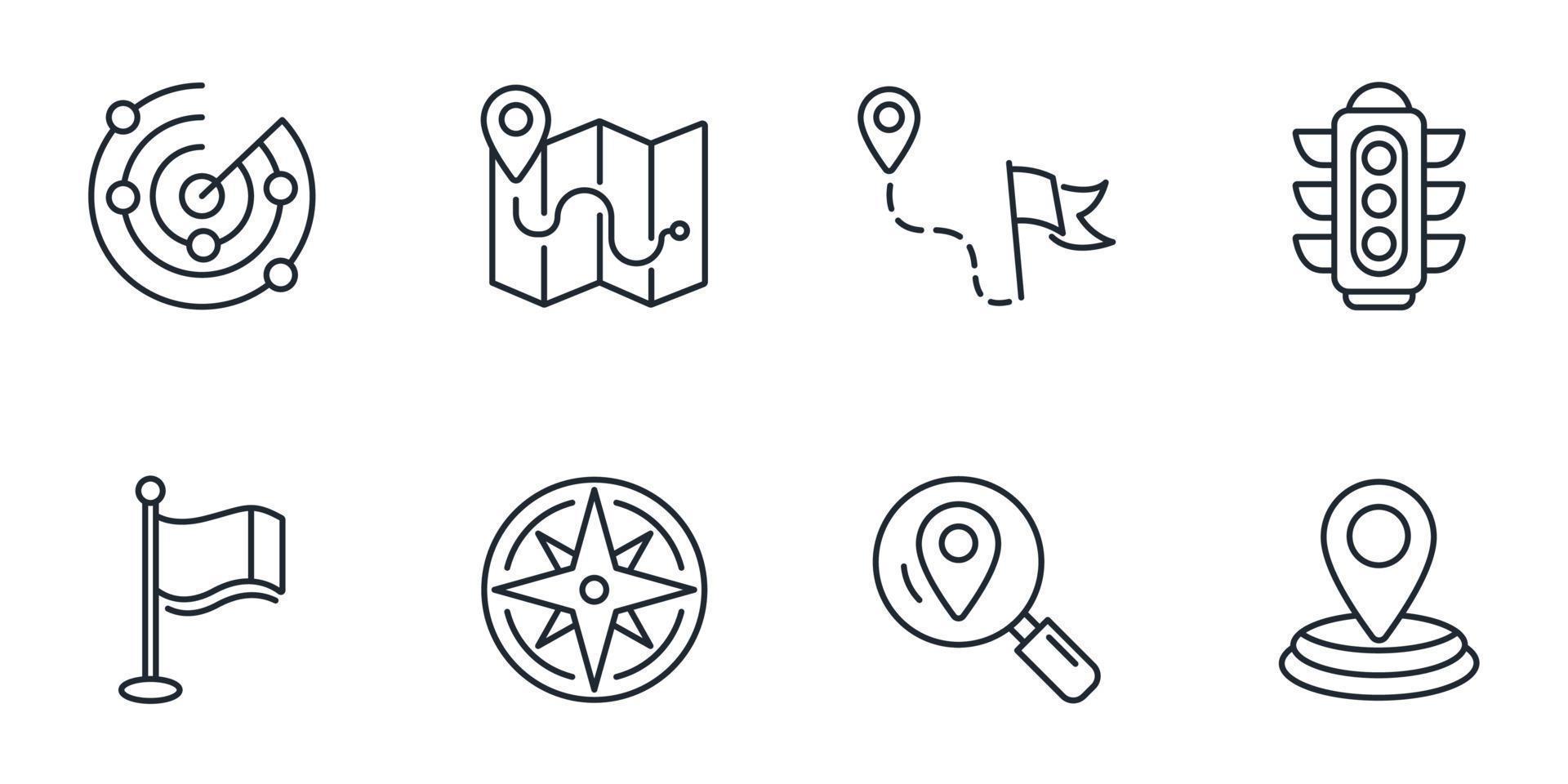 icone di navigazione impostate. elementi vettoriali di simbolo del pacchetto di navigazione per il web infografico