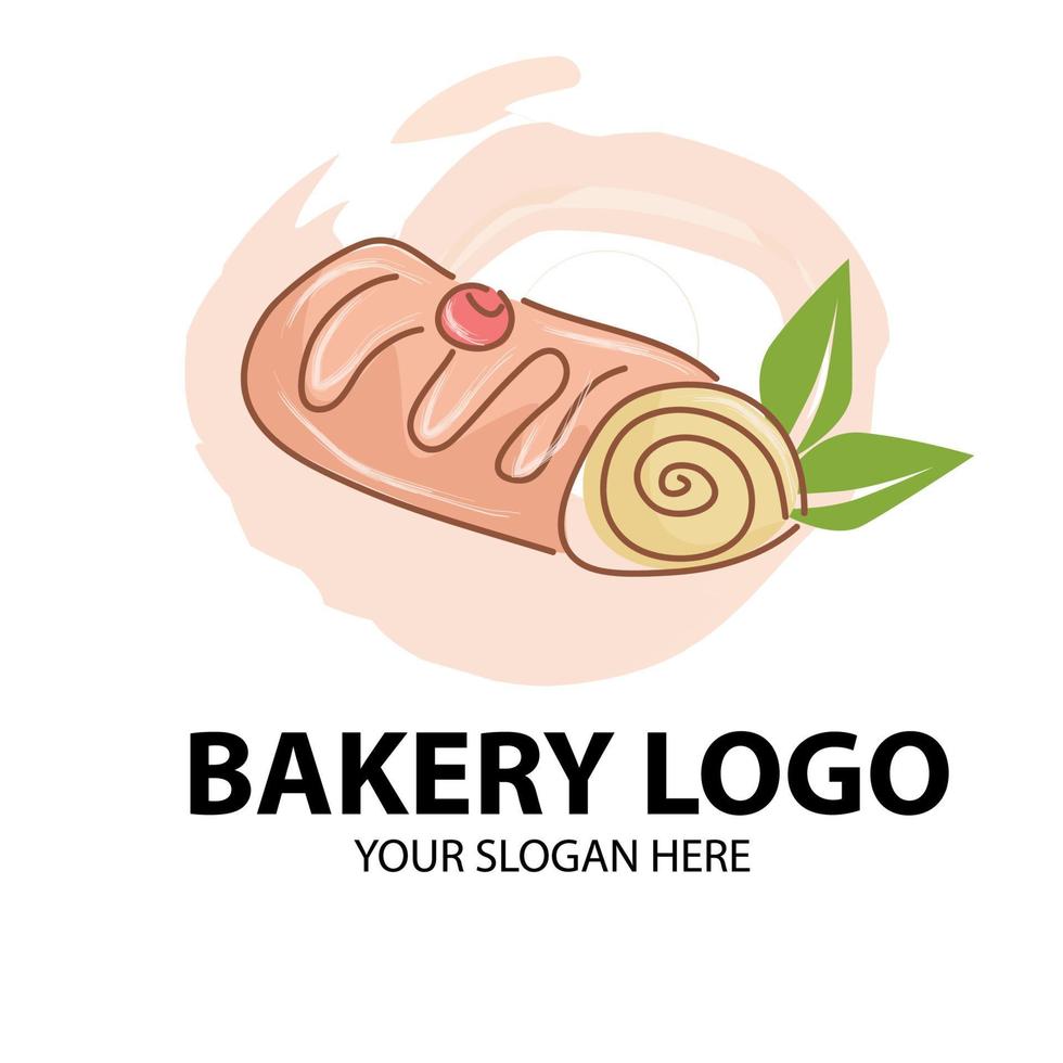 logo della panetteria della torta del rotolo. illustrazione vettoriale