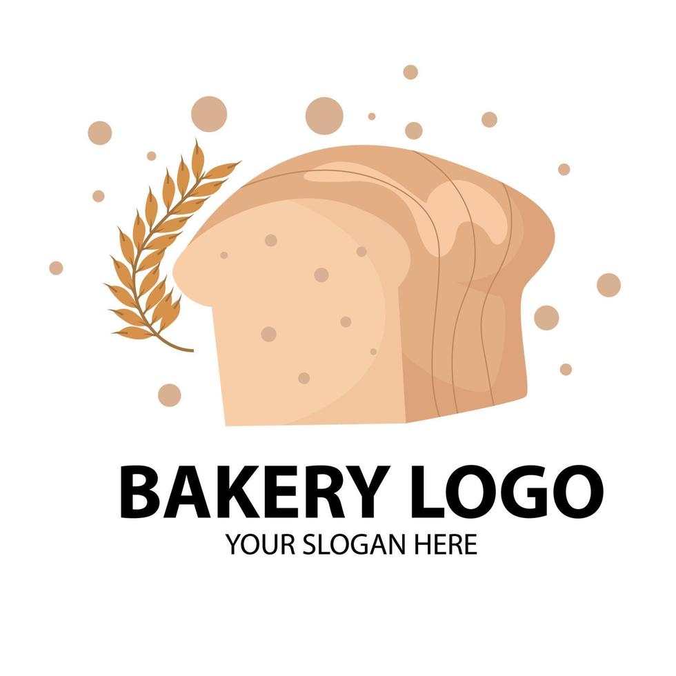 fette di pane come emblema o logo da forno, due varianti con fondo beige e bianco vettore