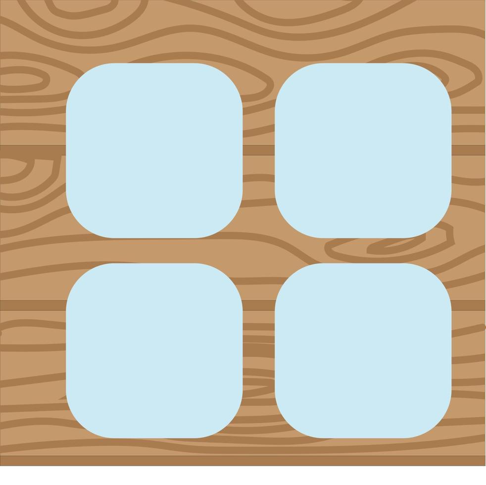 poster neogeometrico colorato. quadrati blu su una struttura di legno beige. finestra astratta. modello geometrico per poster, flyer, banner, poster, immagine di sfondo. illustrazione vettoriale. vettore