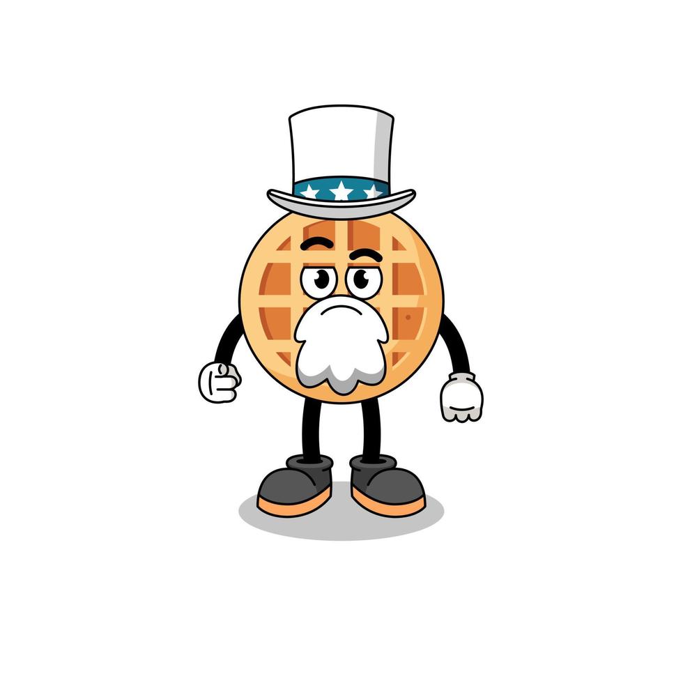 illustrazione del cartone animato cerchio waffle con ti voglio gesto vettore