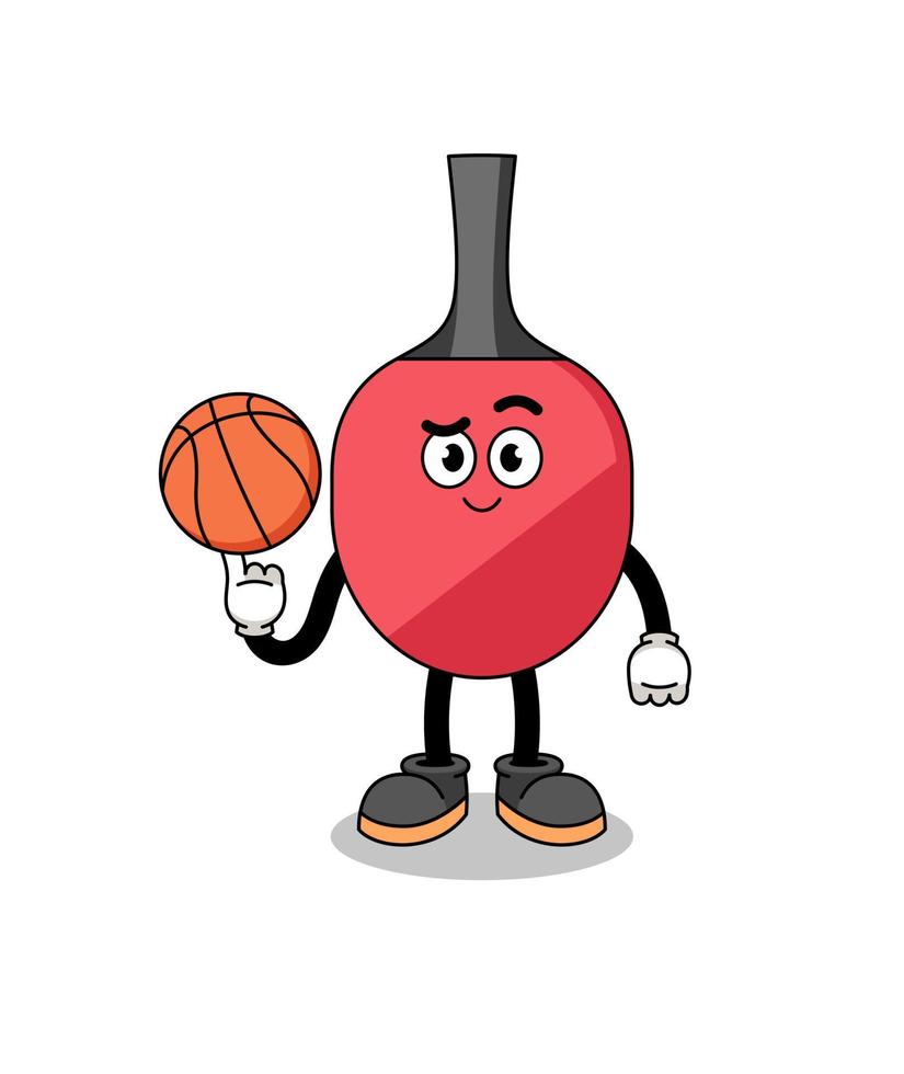 illustrazione della racchetta da ping pong come giocatore di basket vettore