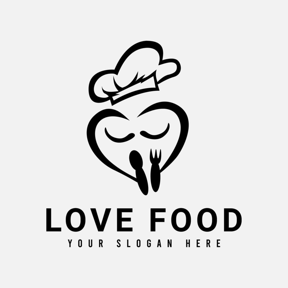 progettare un modello di logo con il concetto di amore per il cibo vettore