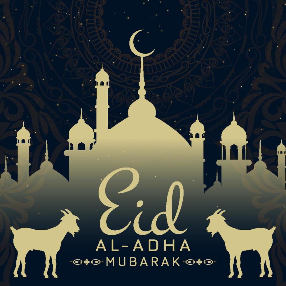 eid al adha mubarak la celebrazione del design di sfondo del festival della comunità musulmana con pecore e capre.illustrazione vettoriale