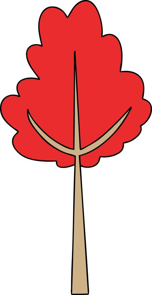 albero di cartone animato stravagante disegnato a mano in autunno vettore