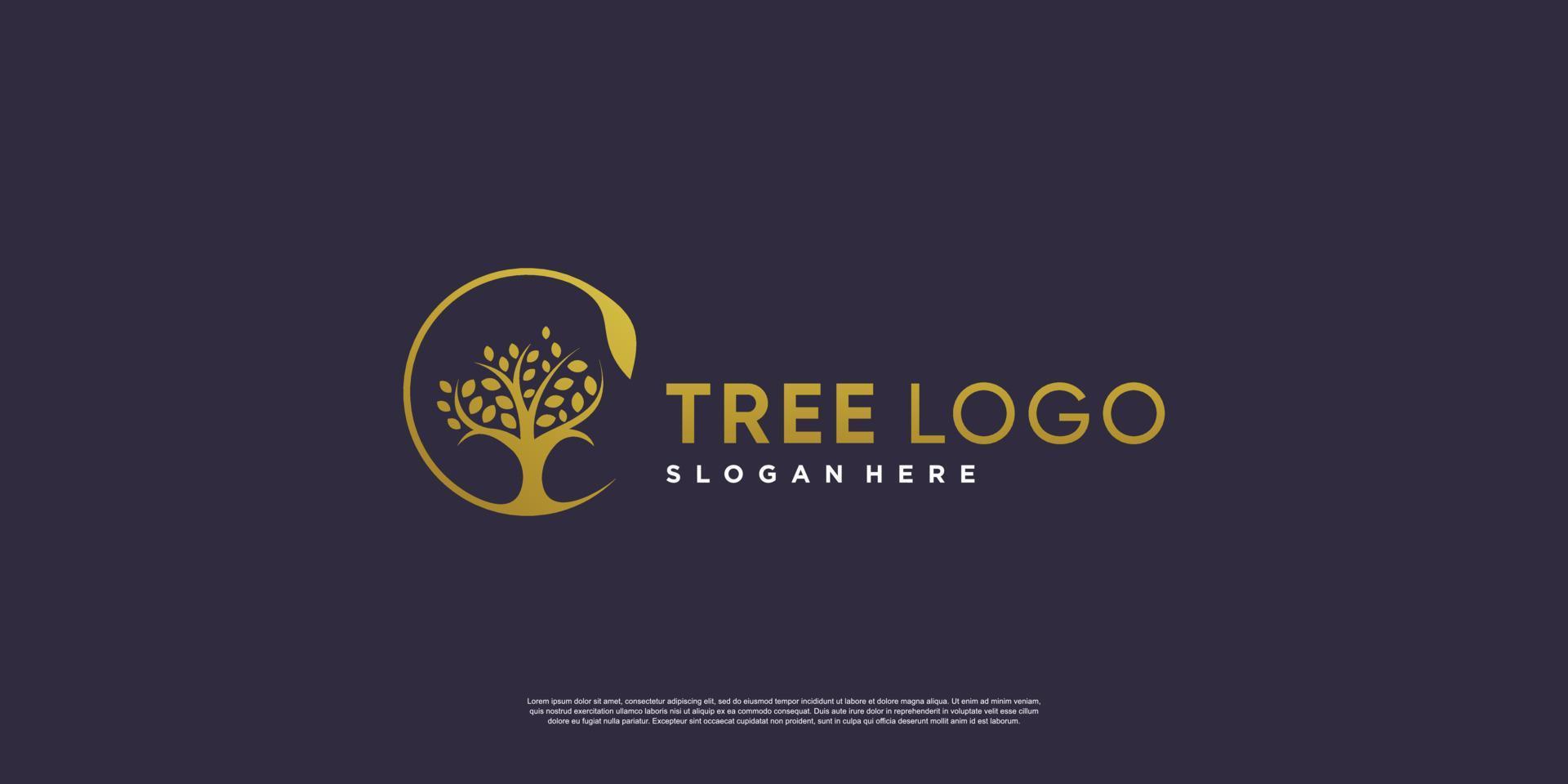 logo dell'albero d'oro con elemento creativo astratto stile premium vettoriale parte 2