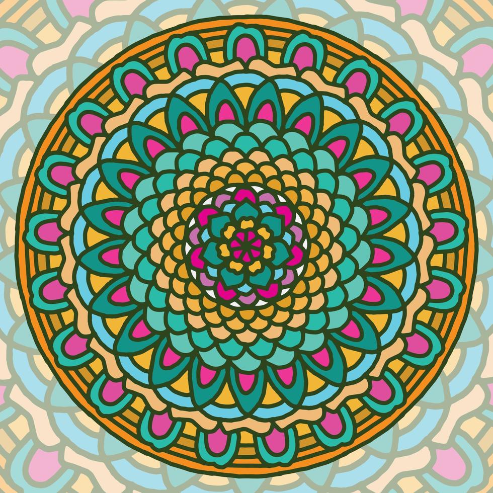 sfondo colorato mandala, ornamenti rotondi decorativi. forma insolita del fiore. vettore orientale, modelli di terapia antistress. tessere elementi di design,