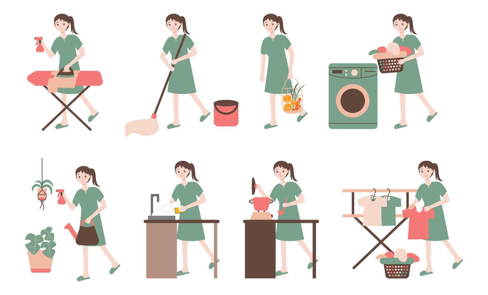 illustrazione della raccolta del personaggio dei cartoni animati della casalinga vettore