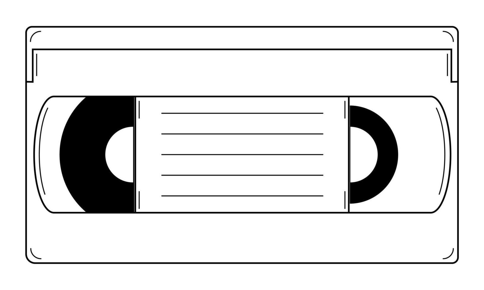 videocassetta disegnata a mano per un videoregistratore. dispositivo per la registrazione e la riproduzione di video degli anni '80, '90. stile scarabocchio. schizzo. illustrazione vettoriale