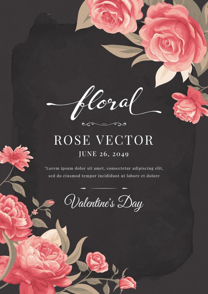 bella rosa fiore e foglia botanica illustrazione dipinta digitale per amore matrimonio san valentino o arrangiamento invito design biglietto di auguri vettore