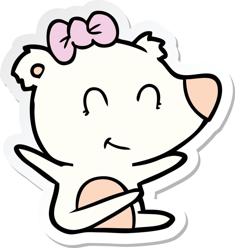 adesivo di un cartone animato femminile di orso polare vettore
