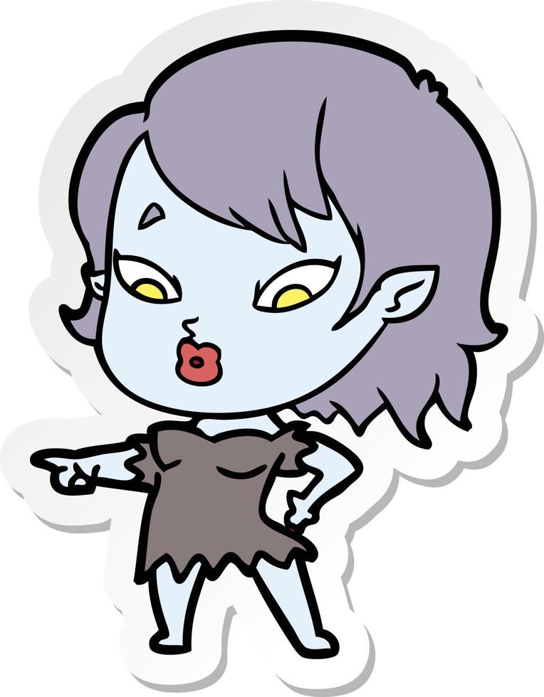 adesivo di una ragazza vampira simpatico cartone animato vettore