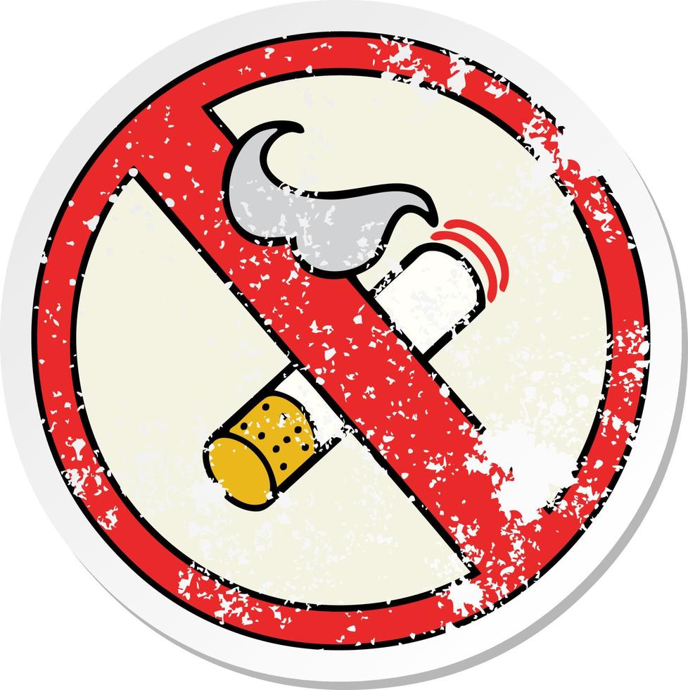 adesivo in difficoltà di un simpatico cartone animato vietato fumare vettore
