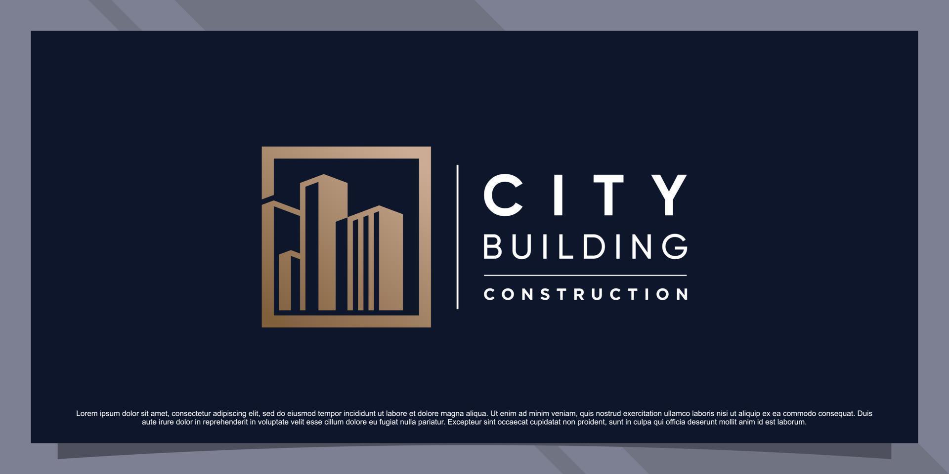 ispirazione per il design del logo della città per il logo della costruzione di edifici con un vettore premium di concetto creativo