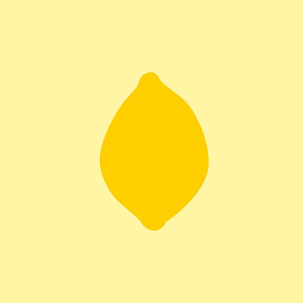 contorno di frutta limone cartone animato isolato su sfondo giallo, disegno semplice. silhouette di limone fresco in stile design piatto. contorno icona di frutta estiva. vettore