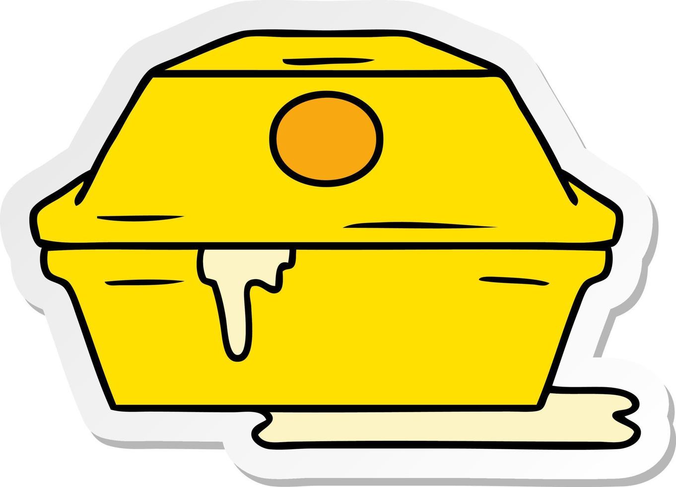 adesivo cartone animato doodle di un contenitore per hamburger fast food vettore