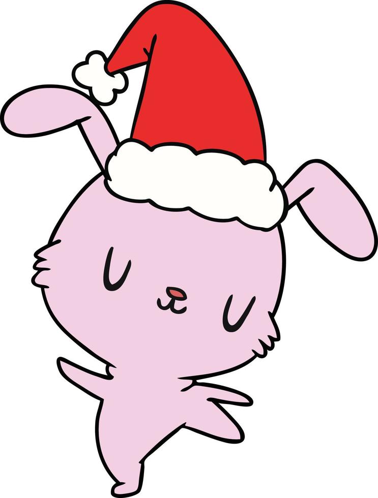 cartone animato di natale del coniglio kawaii vettore