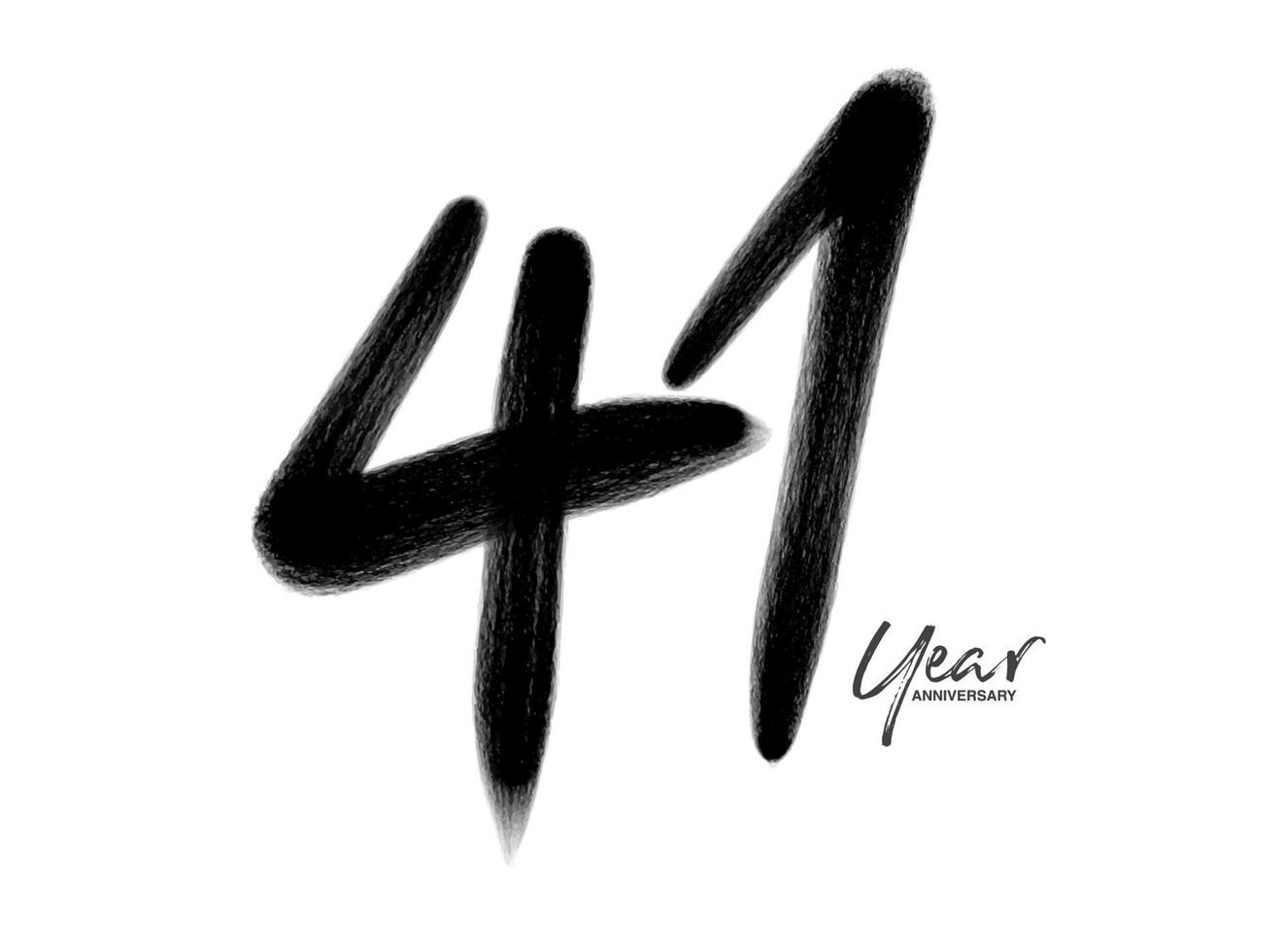 41 anni anniversario celebrazione modello vettoriale, 41 anni logo design, 41° compleanno, lettere nere numeri pennello disegno schizzo disegnato a mano, numero logo design illustrazione vettoriale