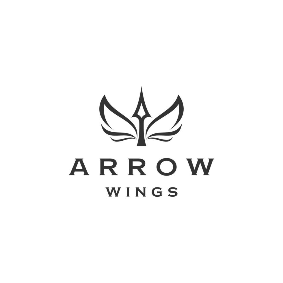 vettore piatto del modello di progettazione dell'icona del logo dell'angelo delle ali della freccia