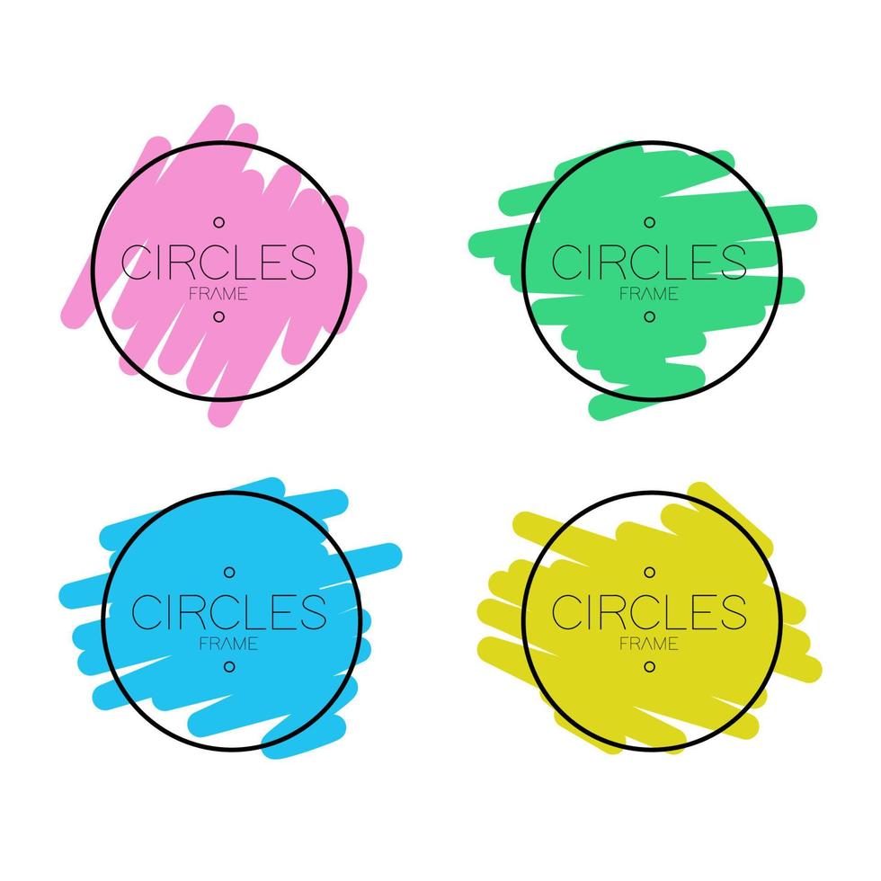 raccolta di doodle del set di cornici dei cerchi vettore