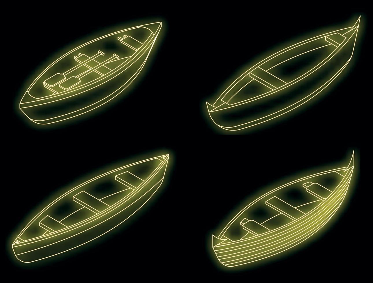 le icone di canoa impostano il neon di vettore