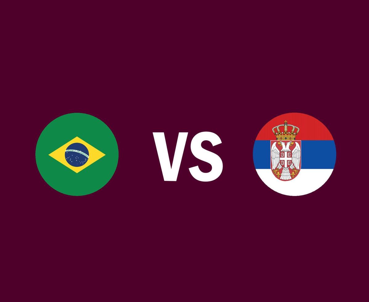 brasile e serbia bandiera simbolo design europa e america latina calcio finale vettore paesi europei e latinoamericani squadre di calcio illustrazione