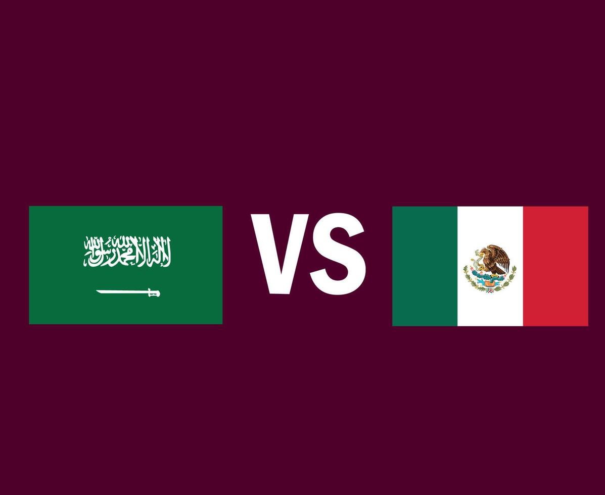 Arabia Saudita e Messico bandiera emblema simbolo design nord america e asia calcio finale vettore paesi nordamericani e asiatici squadre di calcio illustrazione