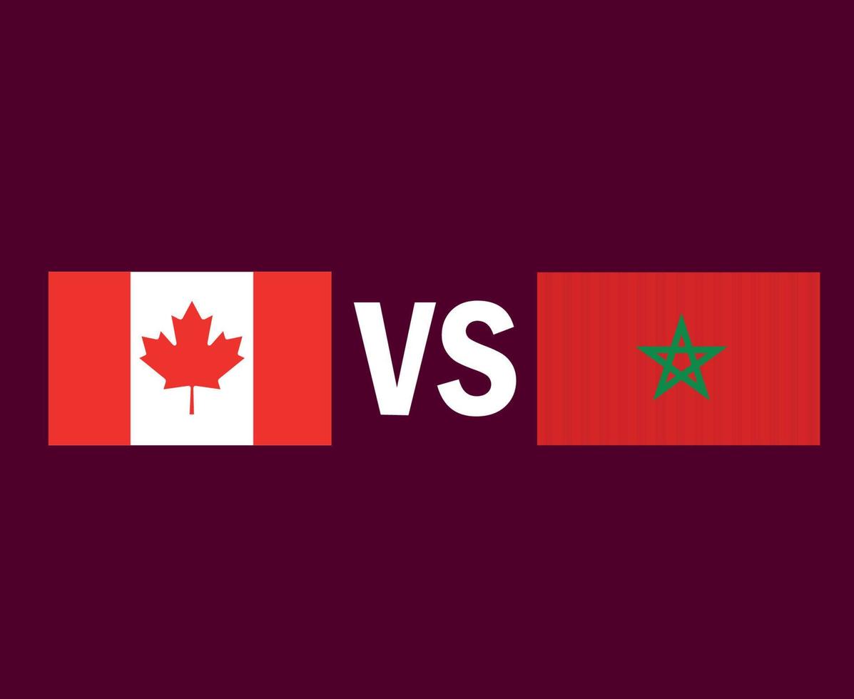 canada e marocco bandiera emblema simbolo design nord america e africa calcio finale vettore nord america e paesi africani squadre di calcio illustrazione