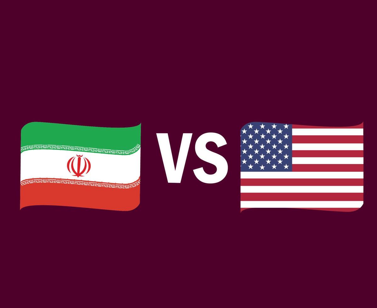 iran e stati uniti bandiera nastro simbolo design nord america e asia calcio finale vettore paesi nordamericani e asiatici squadre di calcio illustrazione