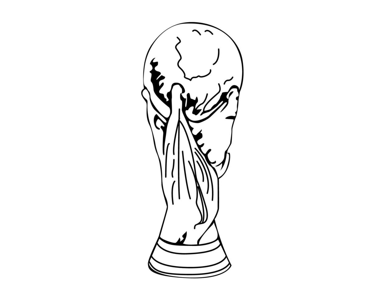 trofeo coppa del mondo fifa campione mondiale simbolo disegno astratto illustrazione vettore in bianco e nero