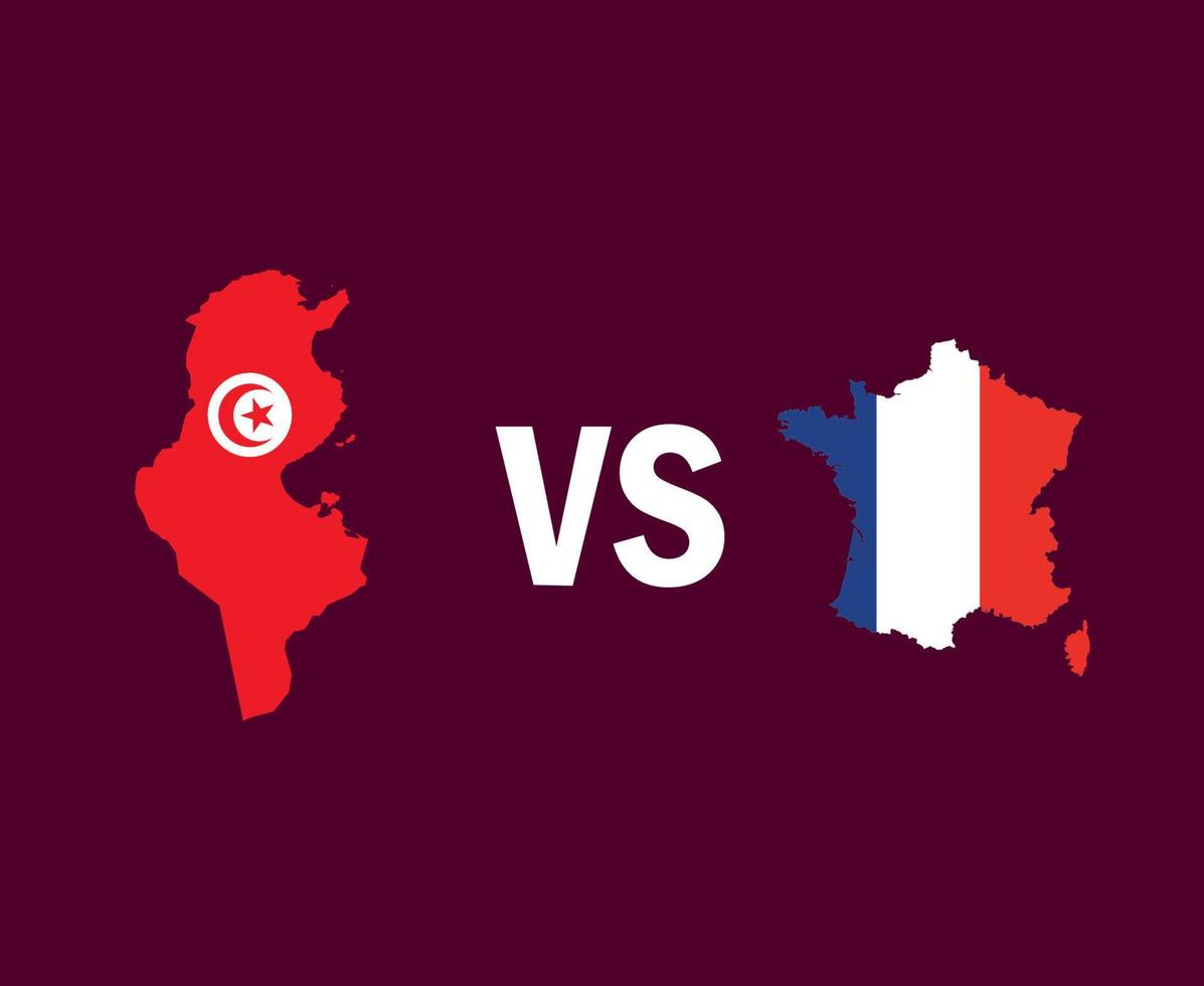 tunisia e francia mappa simbolo design africa ed europa calcio finale vettore paesi africani ed europei squadre di calcio illustrazione