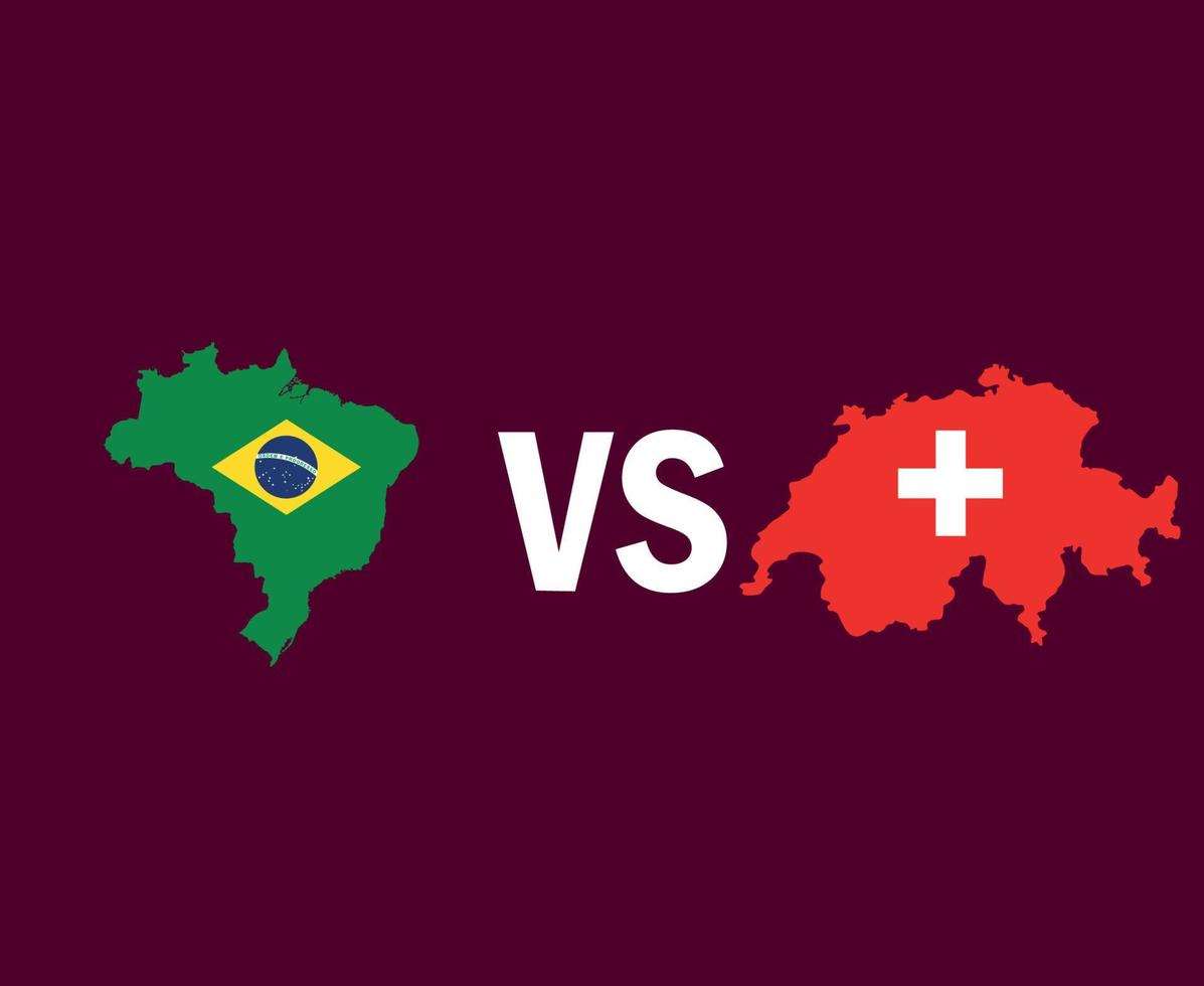 brasile e svizzera mappa simbolo design europa e america latina calcio finale vettore europa e paesi latino americani squadre di calcio illustrazione