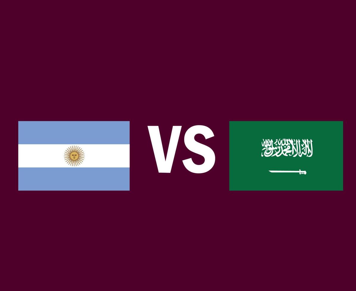 argentina e arabia saudita bandiera emblema simbolo design asia e america latina calcio finale vettore paesi asiatici e latinoamericani squadre di calcio illustrazione