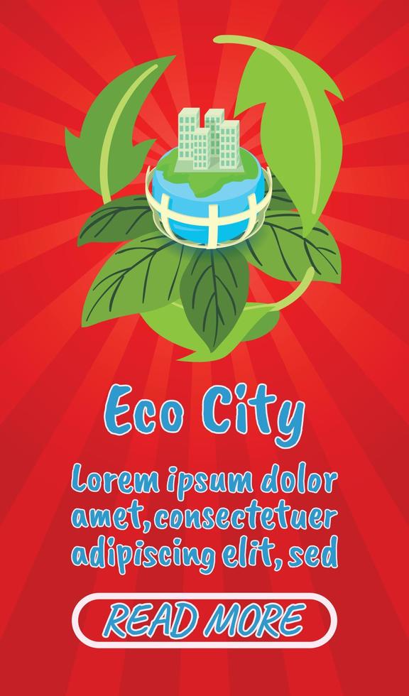 banner di concetto di città ecologica, stile isometrico dei fumetti vettore