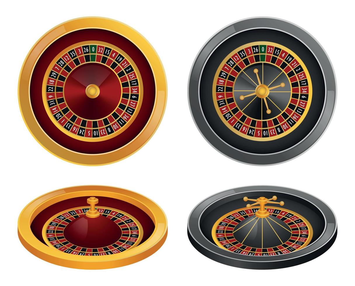 set di mockup di rotazione della ruota della roulette, stile realistico vettore