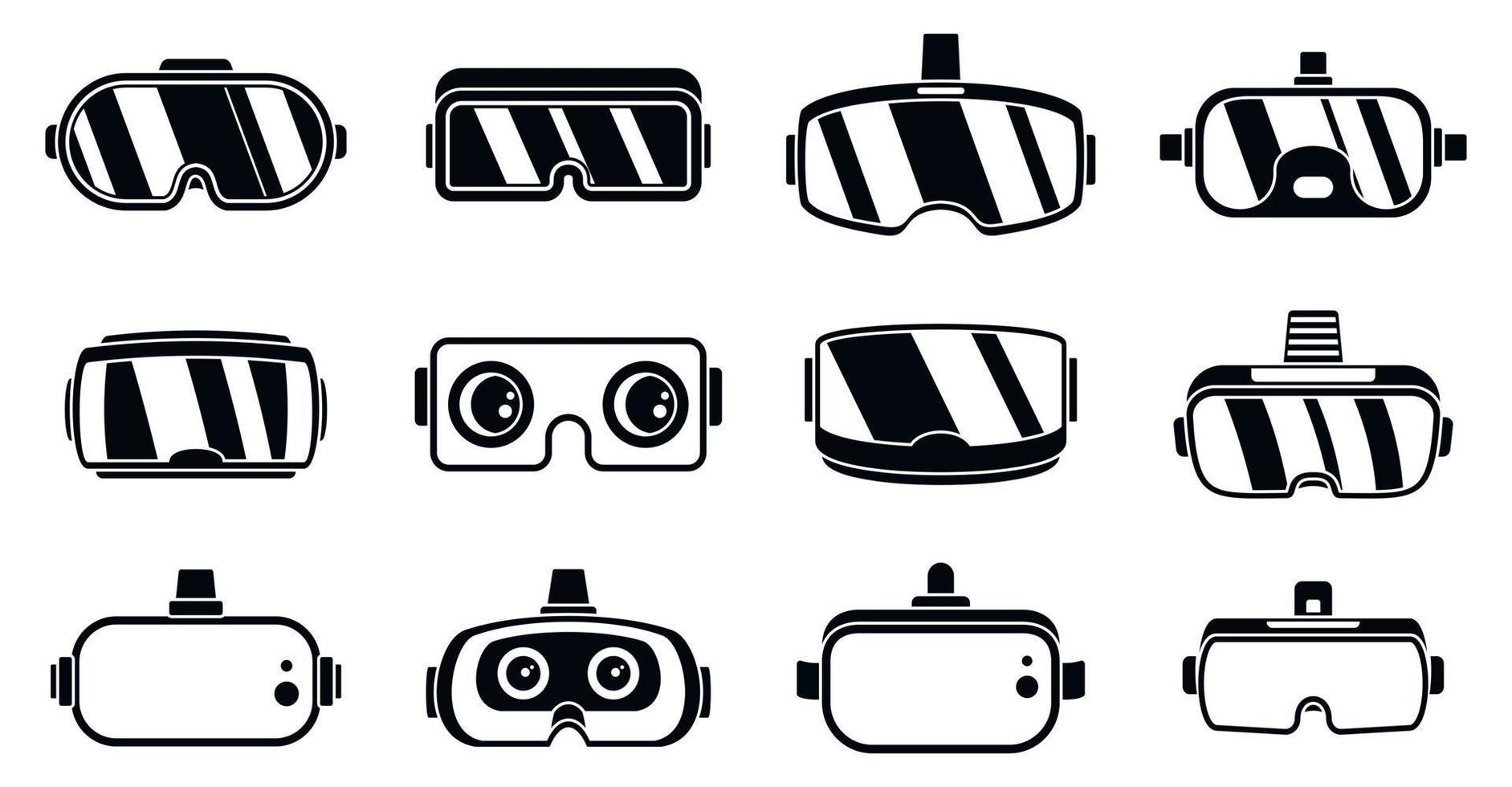 Set di icone per occhiali da gioco 3d, stile semplice vettore