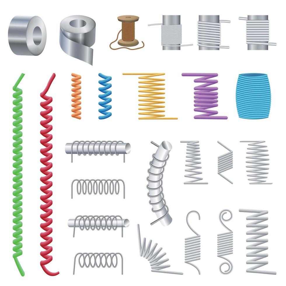 set di icone bobina, stile cartone animato vettore