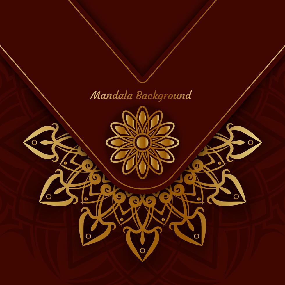 sfondo mandala design semplice marrone rossiccio e oro vettore