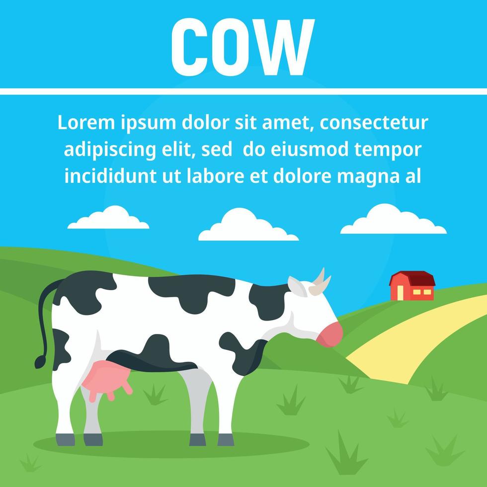 banner di concetto di mucca da latte, stile piatto vettore