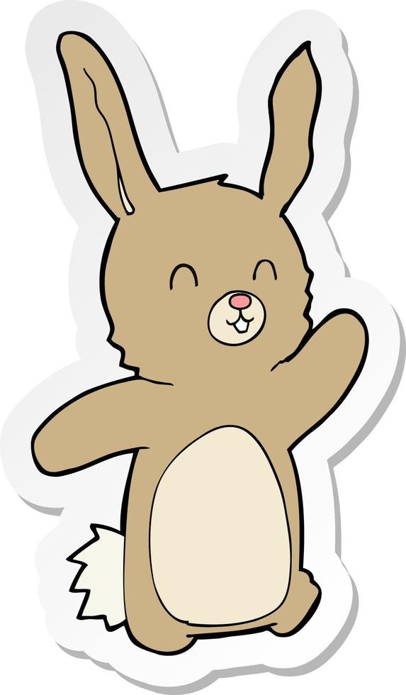 adesivo di un cartone animato coniglio felice vettore