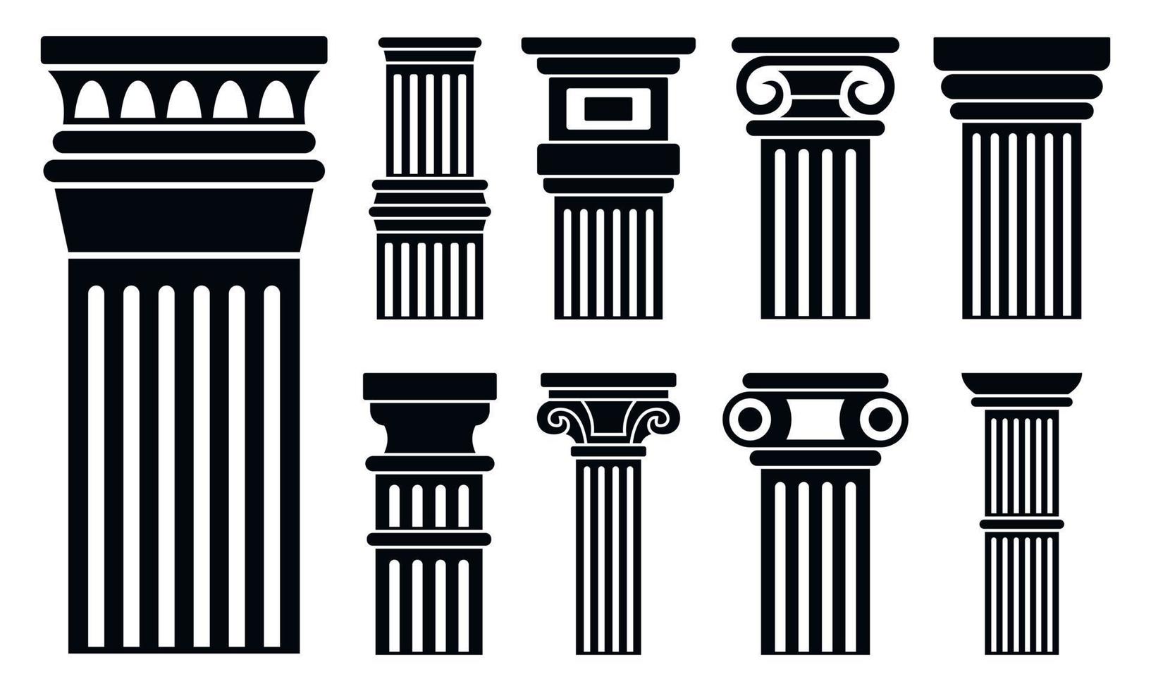 set di icone di colonna, stile semplice vettore