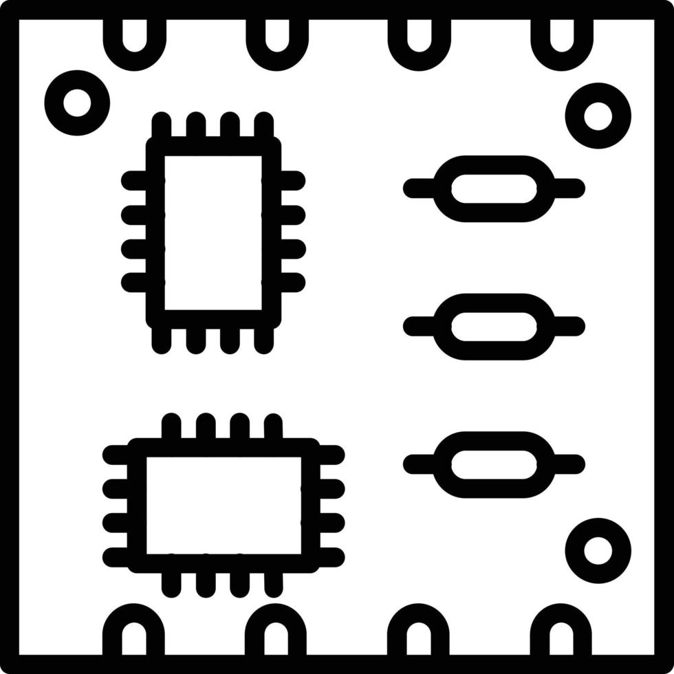 icona della linea della scheda PCB vettore