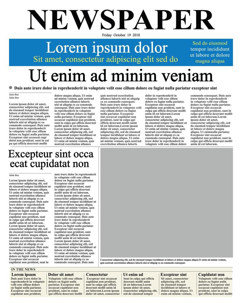 prima pagina del giornale vettore