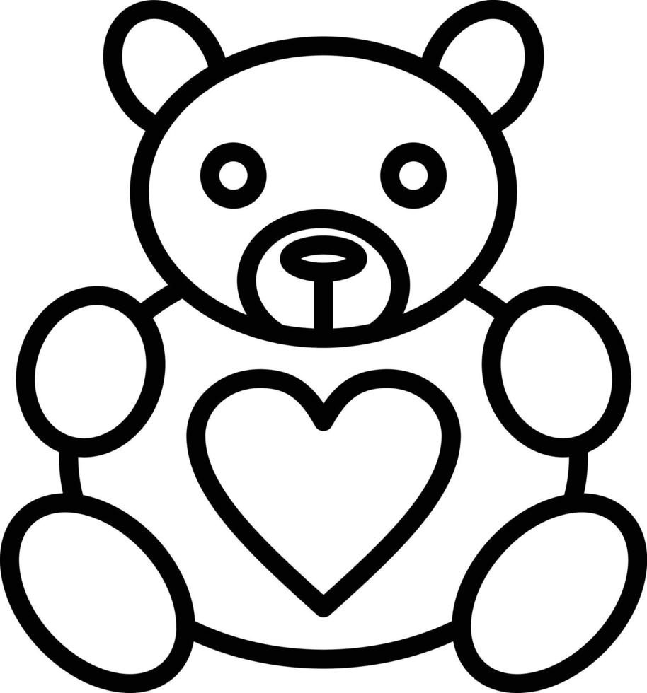 disegno dell'icona della linea dell'orsacchiotto vettore