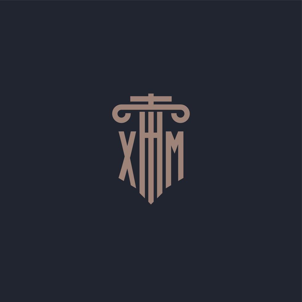 xm logo iniziale monogramma con design in stile pilastro per studio legale e società di giustizia vettore