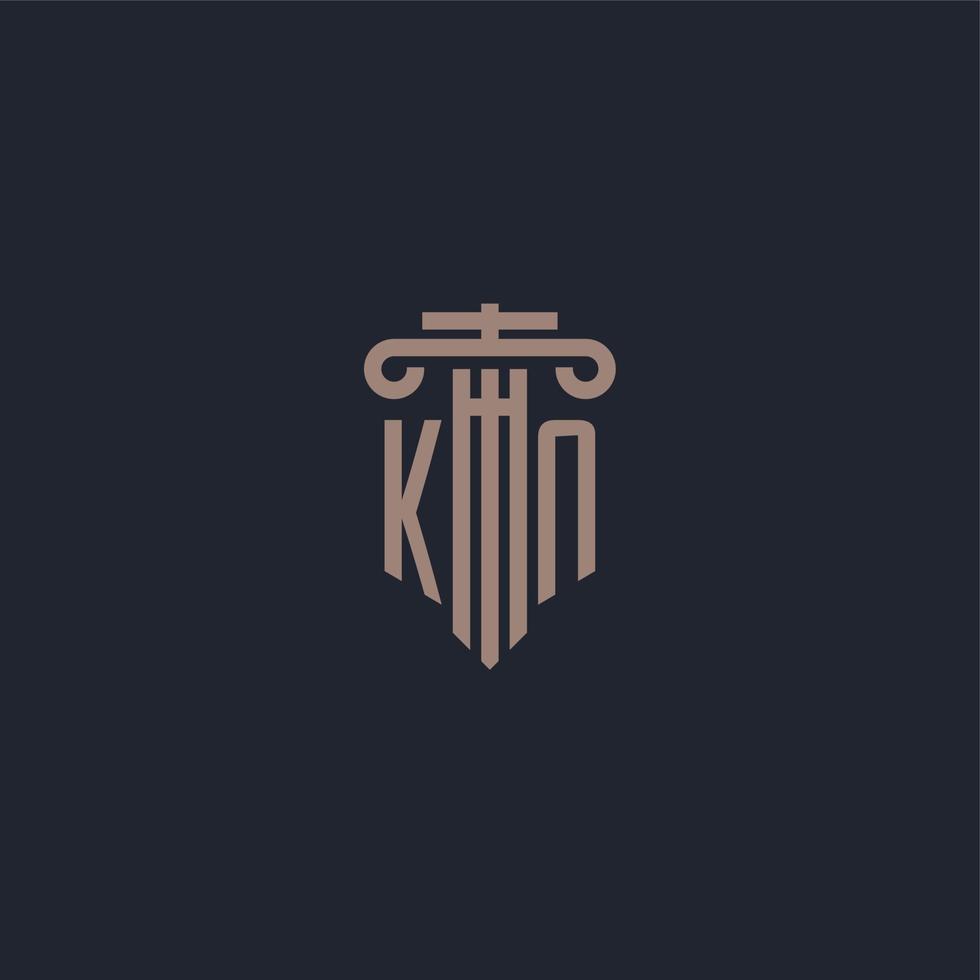 kn logo iniziale monogramma con design in stile pilastro per studio legale e società di giustizia vettore