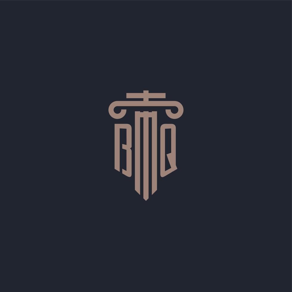 monogramma del logo iniziale bq con design in stile pilastro per studio legale e società di giustizia vettore