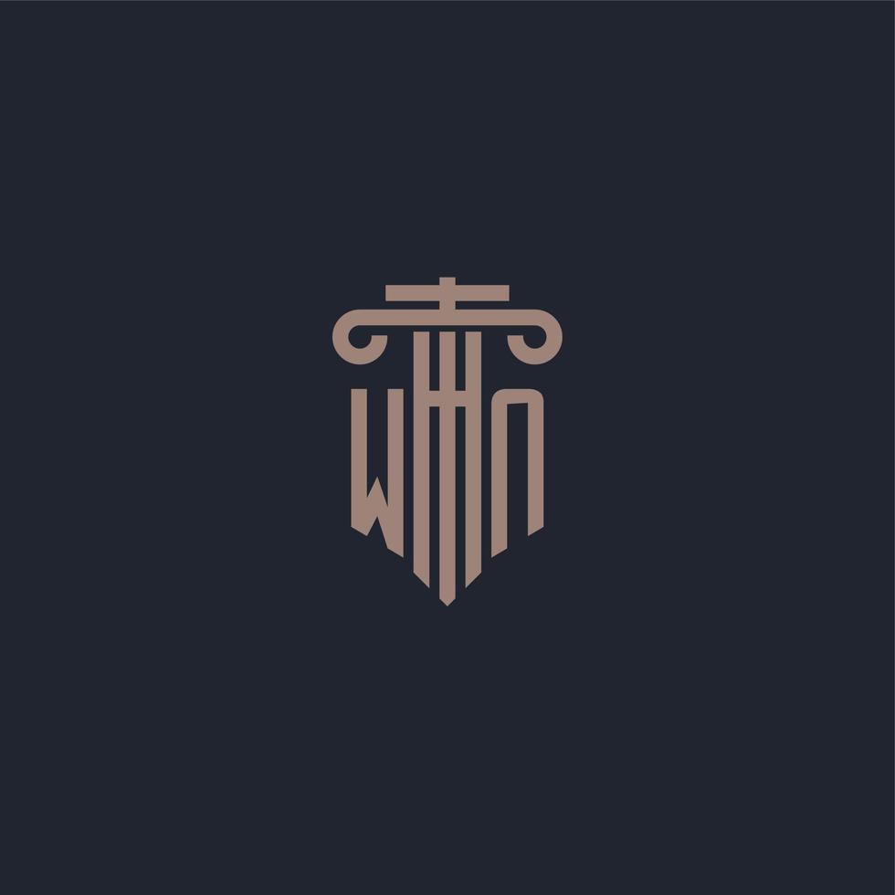 monogramma logo iniziale wn con design in stile pilastro per studio legale e società di giustizia vettore
