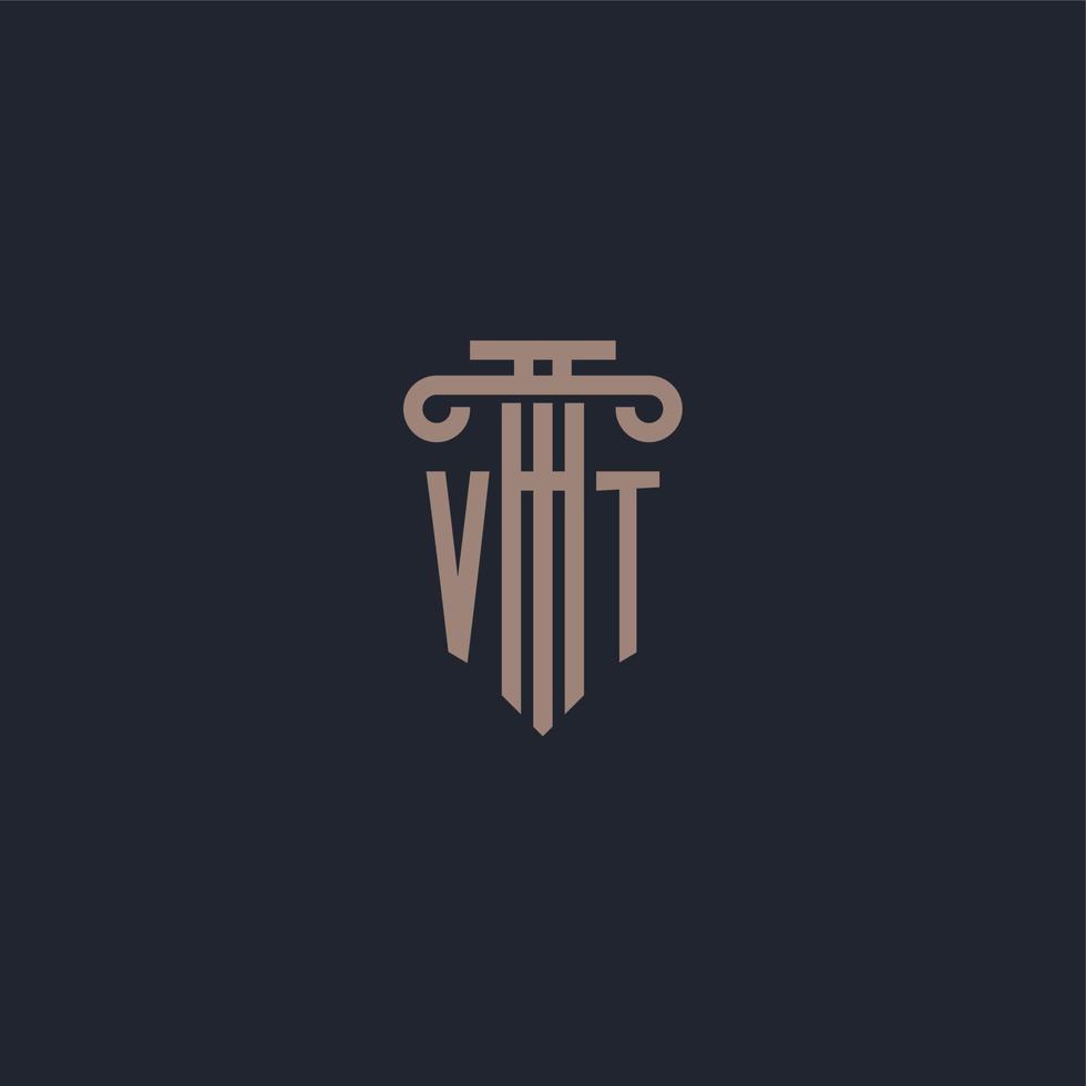 vt logo iniziale monogramma con design in stile pilastro per studio legale e società di giustizia vettore